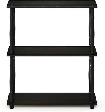 Furinno Turn-N-Tube 3-Tier Compact Multipurpose Shelf Display Rack with Classic Tube, Espresso/Black