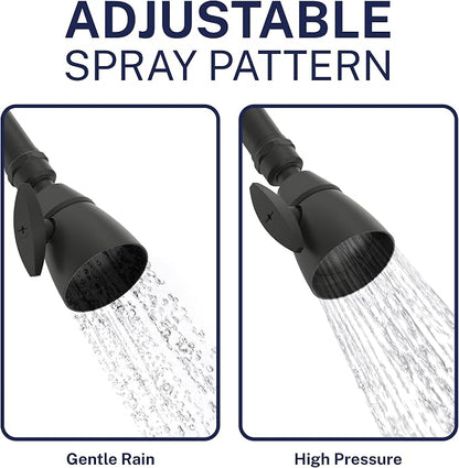 HammerHead Showers® Solid Metal 2 Inch High Pressure Shower Heads - MATTE BLACK – California Compliant 1.75 GPM Low Flow Rate - High Flow Shower Head with ADJUSTABLE SPRAY PATTERN - Fixed Shower Head