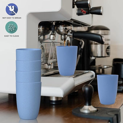Wrova Wheat Straw Cups 6 PCS Good Alternative to Plastic Reusable Cups 20 oz Unbreakable Drinking Cup Reusable Dishwasher Safe Water Plastic Glasses Sky Blue