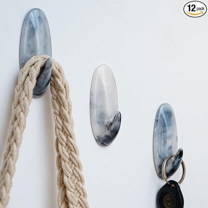 Indian Shelf Decorative Resin Adhesive Wall Hooks for Coats – 12 Hooks 24 Strips, Waterproof, Rustproof Towel Holder, No-Drill Hangers for Bathroom & Kitchen – Cute Key Holder for Wall