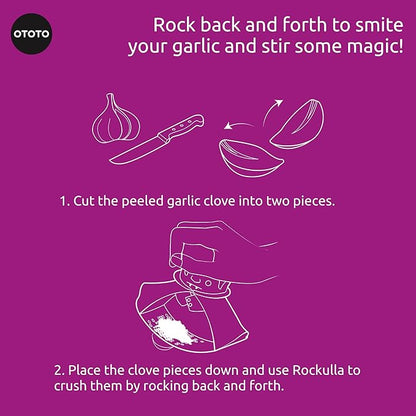 OTOTO Rockula Garlic Press Rocker - Garlic Masher, Garlic Rocker, Rocking Garlic Press Stainless Steel - Garlic Smasher Spooky Gifts - Easy to Clean