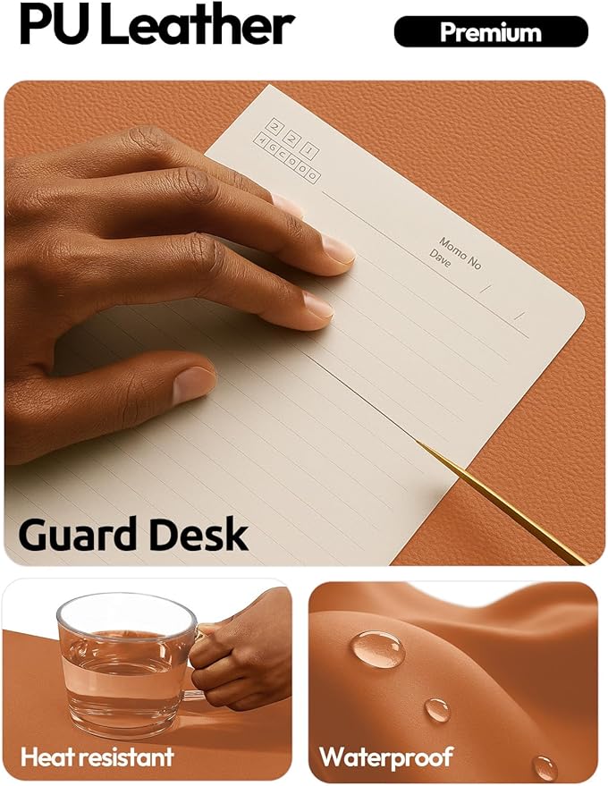 YSAGi Leather Desk Protector, Office Mat, Large Mouse Mat, Non-Slip PU Leather Blotter, Laptop Desk Mat, Waterproof Writing Pad for Office and Home(Brown, 63" x 17.2")