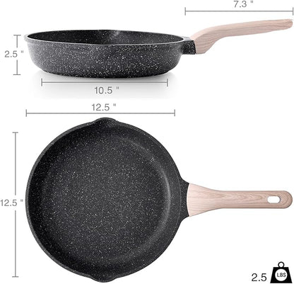 Kordisen Nonstick Frying Pan, 12.5 Inch Large Skillet, Granite Cooking Pan, Healthy and Non Toxic, Induction Compatible, PFOA Free