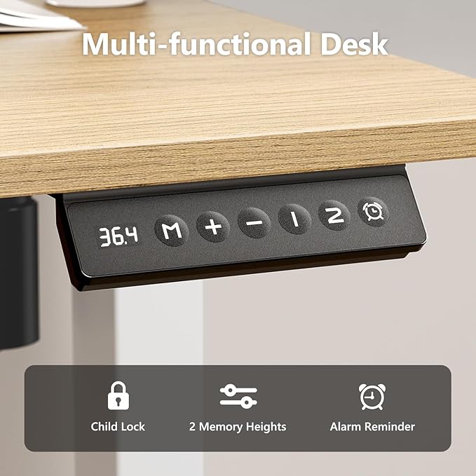 40" Electric Standing Desk Adjustable Height, Ergonomic Sit Stand Computer Desk for Home Office, Sturdy Motorized Workstation with Memory Controller & Timer, Oak