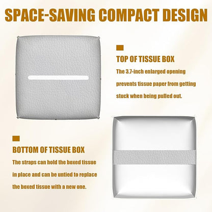 Colorful Horse Tissue Box Cover 2PCS, Animals Leather Tissue Box Holder Square Facial Paper Case Tissue Box Cube Organizer for Bathroom Bedroom Desk Office