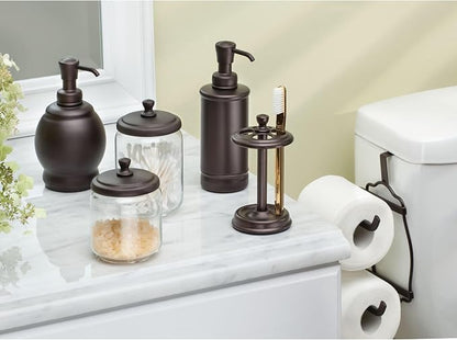 iDesign Metal Toothbrush Holder - Bathroom Cup for Bathroom Organization, The York Collection - 3.25" x 3.25" x 5.75", Bronze