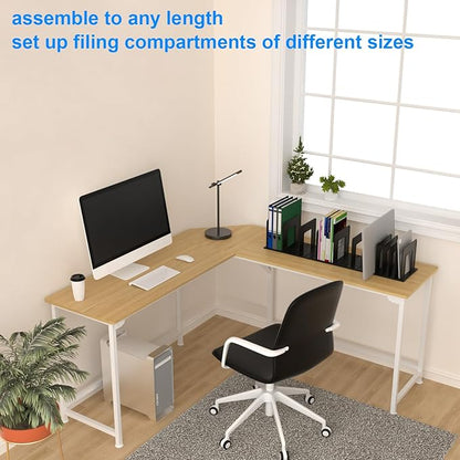 Adjustable Vertical File Sorter Sturdy Plastic Expandable Upright File Holder, Desktop Binder Organizer, School Office File Organizer Bookshelf Divider, Assemble Easily Endlessly, Purple
