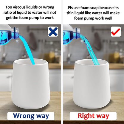 Soap Foaming Dispenser Ceramic with Easy-to-Press Pump Hand Foam Dispenser for Shampoo Bathroom Kitchen 12 oz