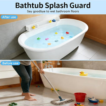 Splash Guard for Bathtub, Bathtub Splash Guard with Strong Suction Cups, Silicone Toy Tray Caddy Holder Storage Over Tub, Prevent Water Splashing in The Bathroom(2.62-FT)