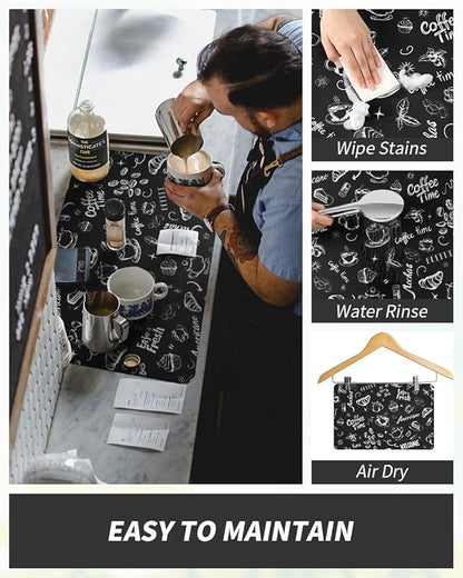 AMOAMI-Coffee Mat Hide Stain Rubber Backed Absorbent Dish Drying Mat for Kitchen Counter-Coffee Bar Accessories Fit Under Coffee Maker, Espresso Machine, Pot, Dish Rack (16X24,INK)