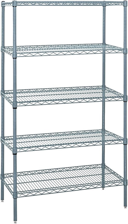 Quantum Storage Systems WR86-2148GY-5 Wire Shelving 5 Shelf Starter Units, 21" x 48" x 86", Gray Epoxy
