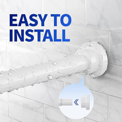 Mcrbeay Shower Curtain Rod, 1" Diameter Heavy Duty Tension Shower Rod, Non Slip Adjustable 28-102 inch No Drilling Shower Curtain Rods Spring Tension For Bathroom, Shower Stall, No Rust, White