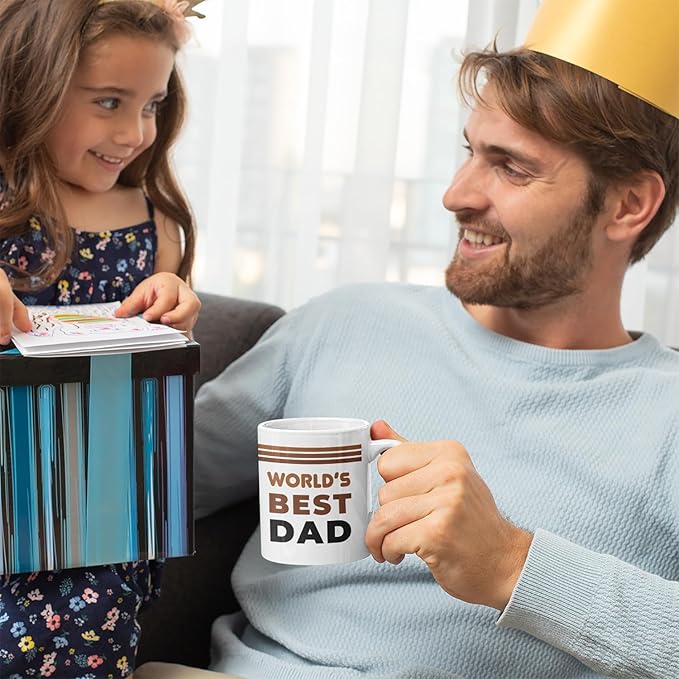 Veracco World's Best Dad Mug Gifts For Father Gift Funny Birthday Gifts for Men Birthday For Dad Men Husband Grandpa Friends Coworker Uncle (White, 11oz)