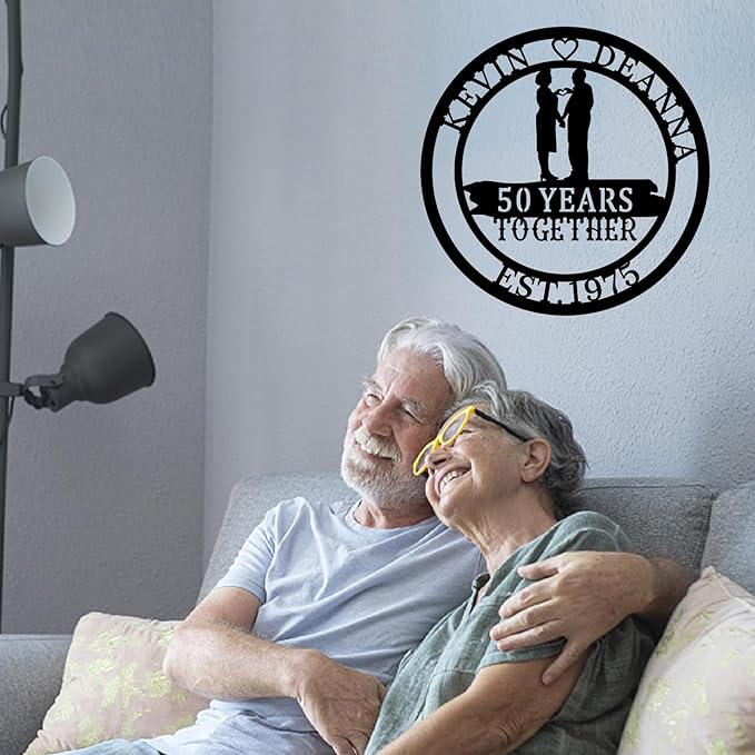 50th Wedding Gifts for Parents 20th/30th/40th/60th/Every Anniversary Wedding Gifts for Couple Parent Husband Wife, Best Anniversary Custom Gifts, Custom Metal Name Sign