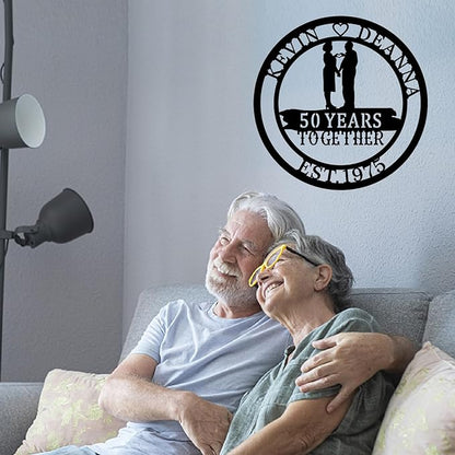 50th Wedding Gifts for Parents 20th/30th/40th/60th/Every Anniversary Wedding Gifts for Couple Parent Husband Wife, Best Anniversary Custom Gifts, Custom Metal Name Sign