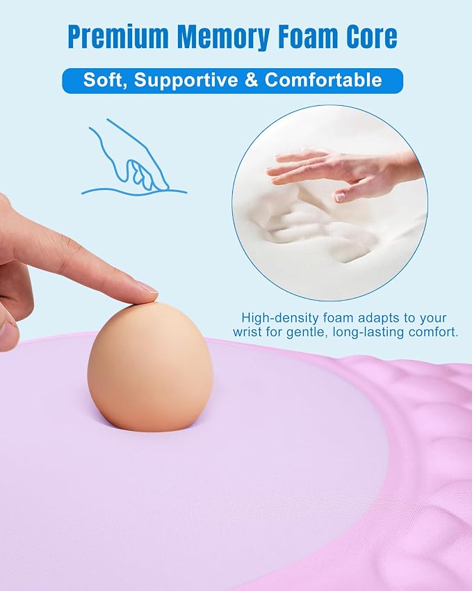 Ergonomic Mouse Pad with Wrist Rest, Slope Design Memory Foam Support, Smooth Lycra Surface, Non-Slip PU Base, Comfortable Mouse Mat for Office, Home, Computer Desk