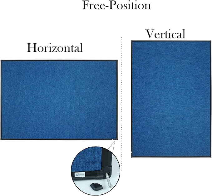Lockways Linen Cork Bulletin Board, 36 x 24 Inch Framed Linen Fabric Pinboard, Blue Color Message Notice Wall Bulletin Cork Board for Home Kitchen Office Decorative, Black Aluminum Frame