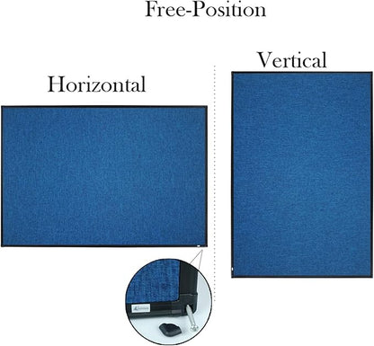 Lockways Linen Cork Bulletin Board, 36 x 24 Inch Framed Linen Fabric Pinboard, Blue Color Message Notice Wall Bulletin Cork Board for Home Kitchen Office Decorative, Black Aluminum Frame