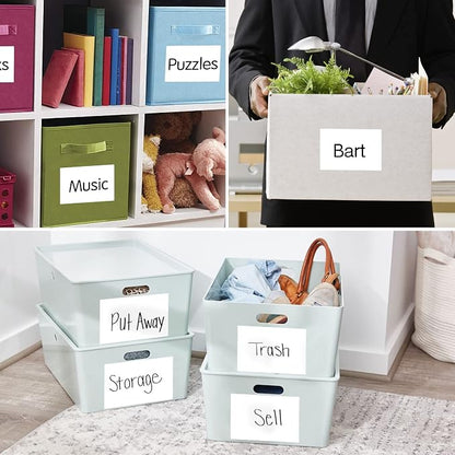 150 Pcs Labels for Storage Bins, 6 X 4 Inch Removable Labels for Storage Bins, Tear Resistant No Residue Storage Bin Label, Matte White Blank Box Label for School, Home, Business