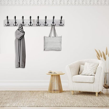Coat Rack Wall Mount 31.5'' Coat Hanger Wall Mount Old White Coat Hooks for Wall Rustic Towel Racks for Bathroom Living Room Coat Hats Clothes