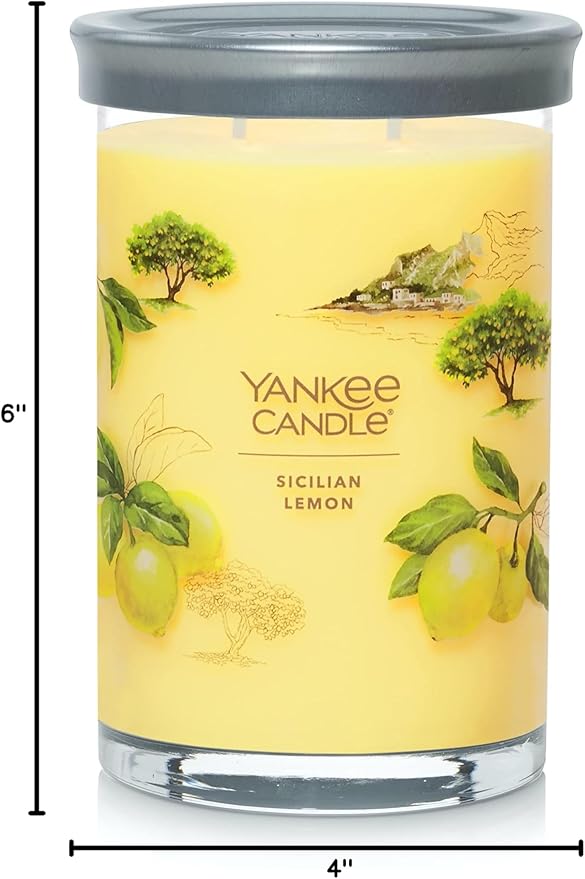 Yankee Candle Large Tumbler Scented Candle with up to 80 Hour Burn Time, Premium Plant Wax Blend for Consistent Burn, 20 oz Tumbler Candle with Room Filling Fragrance, Sicilian Lemon