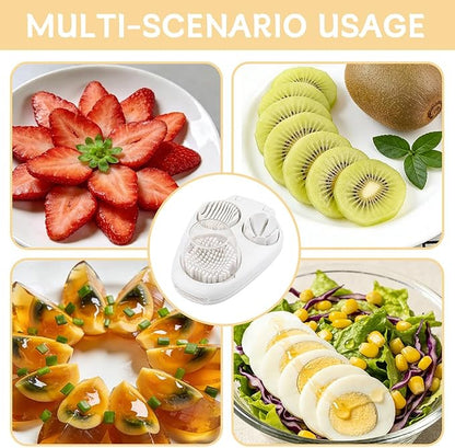 3 in 1 Boiled Egg Slicer, Manual Egg Slicer for Hard Boiled Eggs, 3 Slice Modes Chopper Cutter Stainless Steel Dicer, Kitchen Gadget for Butter Strawberry Tomato, Labor Saving