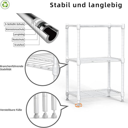 M MZG 450 lbs Wire Storage Shelving 3-Tier Utility Shelving Unit Steel Organizer Wire Rack for Home,Kitchen,Office,White (11.8" D x 17.7" W x 26.4" H)