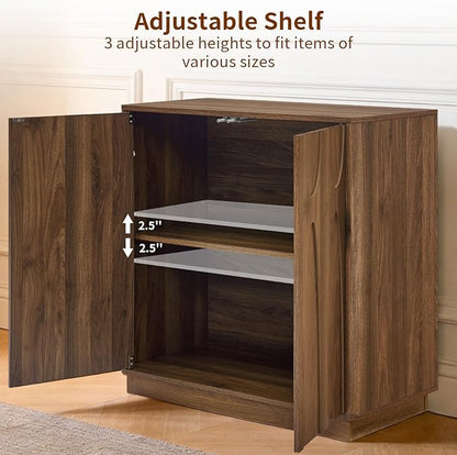 Sideboard Buffet Cabinet with Storage Set of 3, 94.5'' Mid Century Modern Storage Cabinet with Adjustable Shelf 6 Doors Credenza for Dining Room, Living Room, Entry (Walnut)