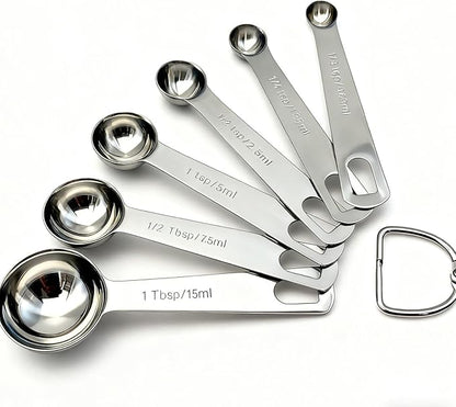Stainless Steel Measuring Cups and Measuring Spoons Set with Circular Connector,Kitchen Measuring Spoons and Cups，kitchen tool for cooking and baking(13 Piece Set)