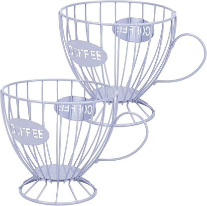 H&W 2PCS Coffee Pod Holder & Capsule Basket, Metal Coffee Bar Organizer for Kitchen Dinning Room Office Home Cafe Hotel (Purple)