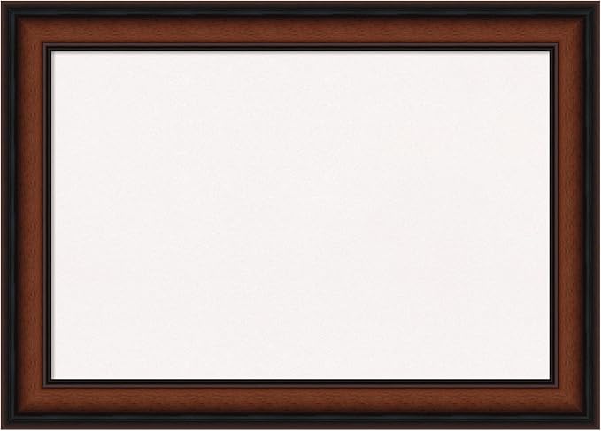 Amanti Art White Cork Board for Wall, 15x21 Vision Board with Brown Wood Frame, Small Corkboard Office Decor for Home Organization, Traditional Corkboard Pinboard to Display Items for Home