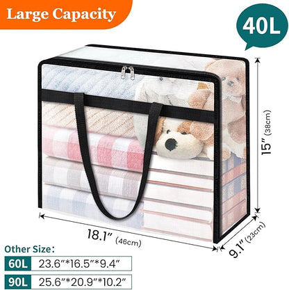 TasticTotes 4 Pack Clear Storage Bags for Comforter, Clothes & Bedding, Plastic Blanket Storage with Zipper and Handle, Moving Bags, Closet Organizer and Under-Bed Storage (40L)