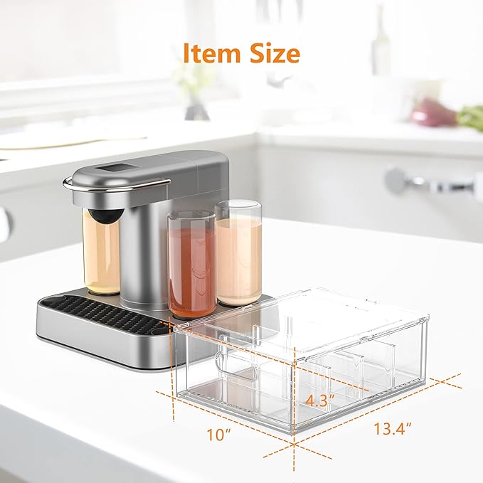 Refrigerator Storage Drawer for Bartesian Cocktail Pods, Stackable Bartesian Pod Holder for the Fridge, Hold 32 Bartesian Cocktail Capsules, Refrigerator Organizer Bins Storage Container -Clear