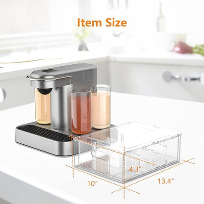 Refrigerator Storage Drawer for Bartesian Cocktail Pods, Stackable Bartesian Pod Holder for the Fridge, Hold 32 Bartesian Cocktail Capsules, Refrigerator Organizer Bins Storage Container -Clear