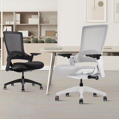 CLATINA Office Chair Swivel Executive Chair, Adjustable Ergonomic Computer Chair with 3D Armrest and Lumbar Support, Mesh Backrest Task Chair for Home Office Conference Room Grey
