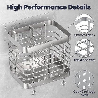 Luxspire Toothbrush Holders for Bathroom, Stainless Steel Electric Toothbrush Holder Wall Mounted, Shower Toothbrush Toothpaste Holder, Bathroom Organizer Essentials, 2 Slots, Silver