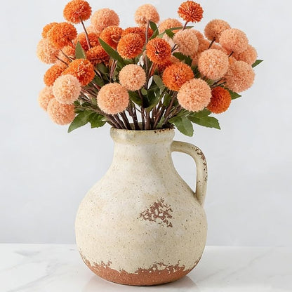 Ceramic Flower Vase Home Decor - 7.1 Inch Farmhouse Vases Rustic Vintage Living Room Kitchen Bedroom Decorations for House Book Shelf Office Coffee Desk Dining Fireplace