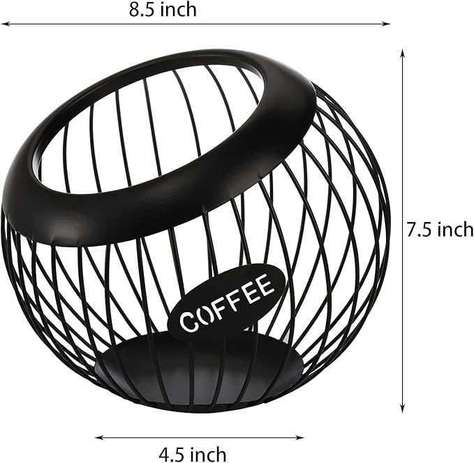 TOPZEA Coffee Pod Holder, Large Capacity Metal K Cups Holder Organizer Coffee Capsule Container Basket, Espresso Pods Storage for Counter, Bar Station Accessories, Black