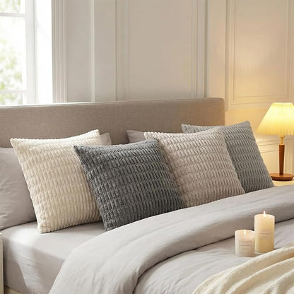 Fancy Homi 4 Packs Decorative Throw Pillow Covers for Living Room Couch Bed, Modern Farmhouse Boho Home Décor Accent Cushion Case, 16" x 16", Grey Series