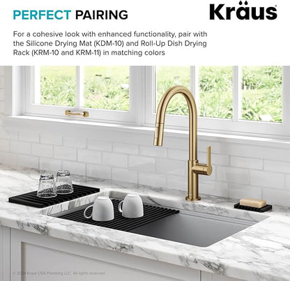 KRAUS Multipurpose Self-Draining Silicone Soap Dish/Sponge Holder for Bathroom or Kitchen Counter in Light Grey, KDM-05LG