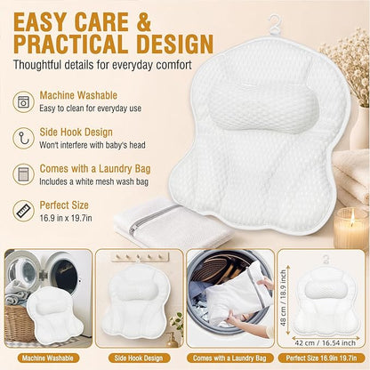 SZXYX Bath Pillows for Tub,Ergonomic Bathtub Spa Bath Pillow 5D Air Mesh Bathtub Headrest with Neck & Back Support Suitable for All Bathtubs, Hot Tubs, and Home Spa Baths