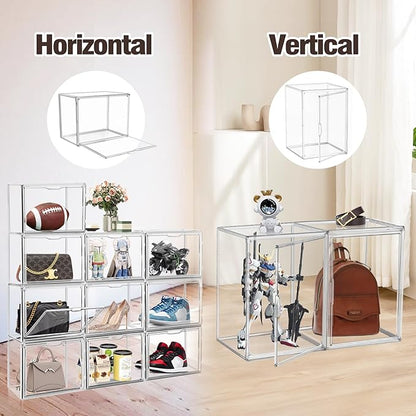 XX-Large Tall Boot Storage Organizer 11.4'' x 9.8'' x 15.3 '' Clear Acrylic Handbag Display Case Plastic Purse Display Organizer for Closet Storage Box for Shoes,Backpack,Collectibles,1 Pack