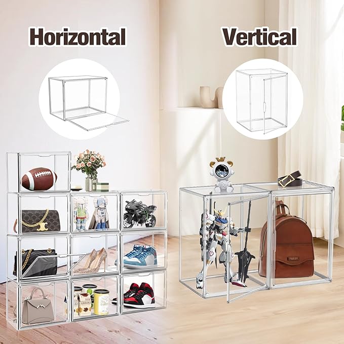 XX-Large 4 Pack Clear Plastic Handbag Storage Organizer for Closet Acrylic Display Case Purse Organizer Storage Bins for Boots, Big Bag, Collectibles, Cosmetic
