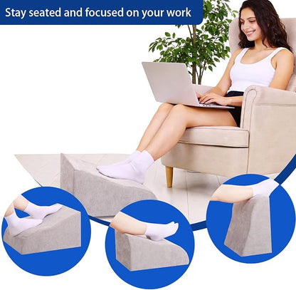 Foot Rest for Under Desk at Work, Ergonomic Under Desk Footrest with Washable Cover for Office, Home & Gaming Leg Elevation Pillow Light Gray