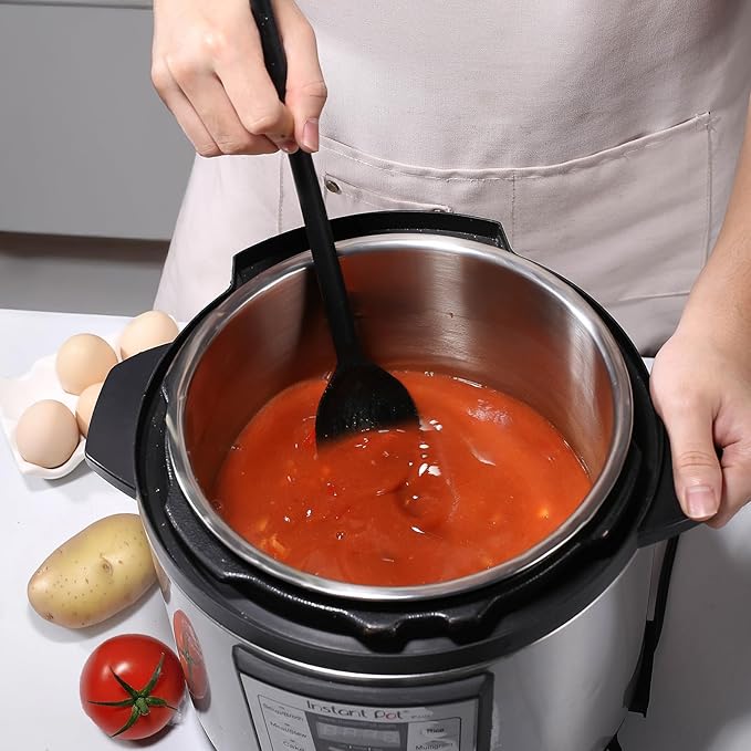 Silicone Cooking Solid and Slotted Spoon Set, High Heat Resistant Stiff Mixing Spoon, Extra Long Large Kitchen Utensil for Stirring and Serving, 13.6 Inches