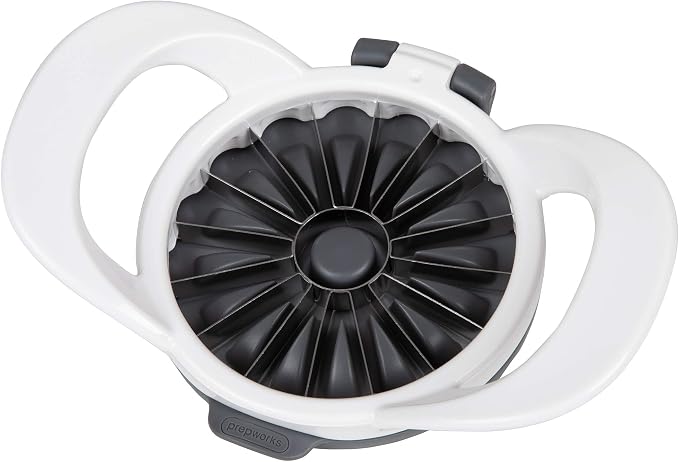 PrepWorks by Progressive Dishwasher Safe 16-Slice Thin Apple Slicer and Corer with Attached Safety Cover (White)