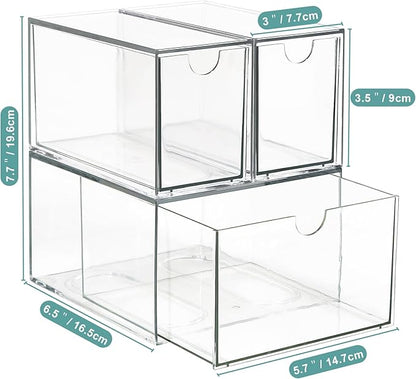3 Tea and Coffee Organizer and Storage, Acrylic Tea Bag Holder Organizer, Plastic K Cup Drawer Container for Cabinet