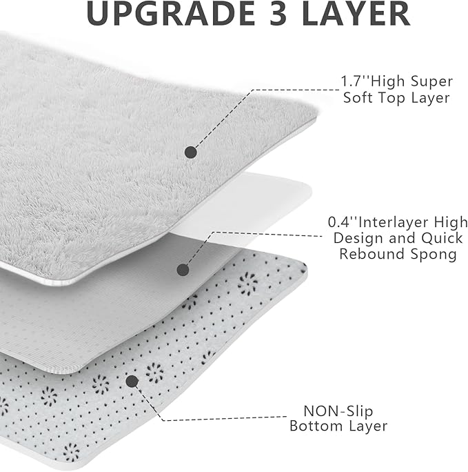 9X12 Large Area Rugs for Living Room Bedroom,White Big Shag Rug for Bedroom Dorm,Soft Fluffy Indoor Carpet Plush Rugs for Living Room Home Decor (White, 9X12 Feet)