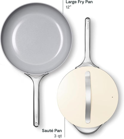 Caraway 12in Fry Pan + 10in (3qt) Saute Pan Duo Cream