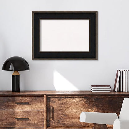 Amanti Art White Cork Board for Wall, 24x32 Vision Board with Brown Wood Frame, Medium Corkboard Office Decor for Home Organization, Casual Corkboard Pinboard to Display Items for Home Organization